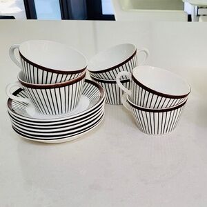Stig Lindberg for Gustavsberg - Vintage ‘Spisa Ribb’ – 6 Coffee Cups & 7 Saucers